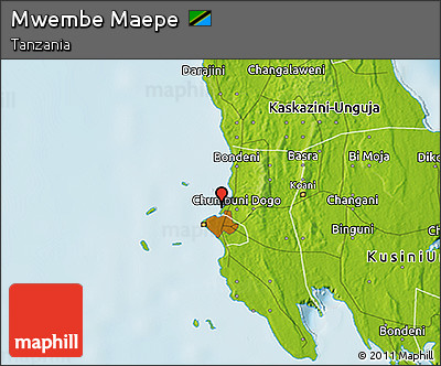 Physical 3D Map of Mwembe Maepe