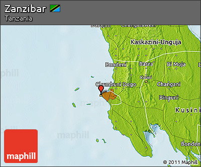 Physical 3D Map of Zanzibar