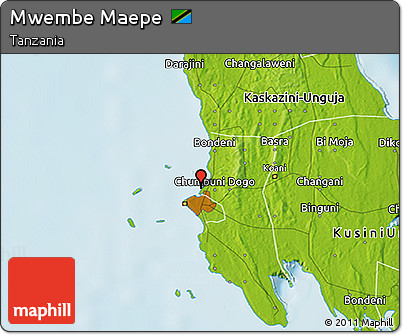 Physical 3D Map of Mwembe Maepe