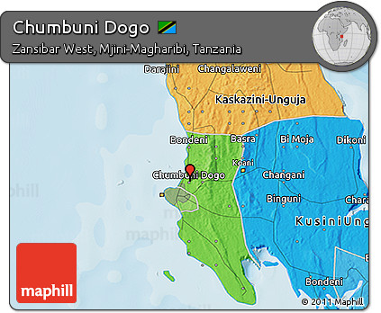 Political 3D Map of Chumbuni Dogo