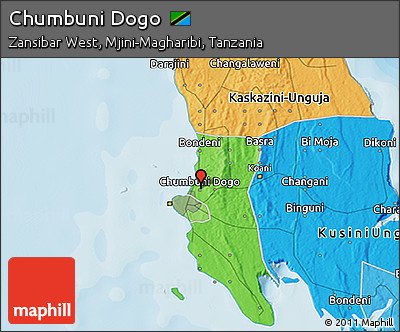 Political 3D Map of Chumbuni Dogo