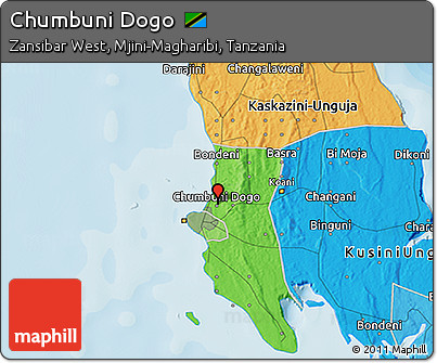 Political 3D Map of Chumbuni Dogo