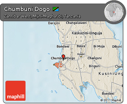 Shaded Relief 3D Map of Chumbuni Dogo