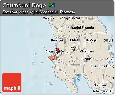 Shaded Relief 3D Map of Chumbuni Dogo