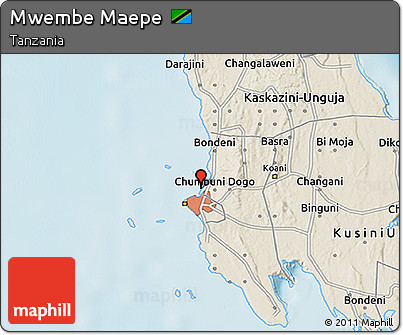 Shaded Relief 3D Map of Mwembe Maepe