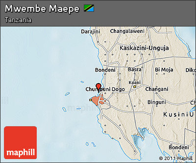 Shaded Relief 3D Map of Mwembe Maepe