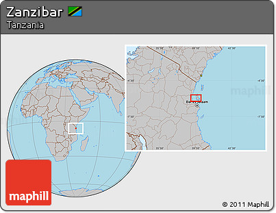 Gray Location Map of Zanzibar