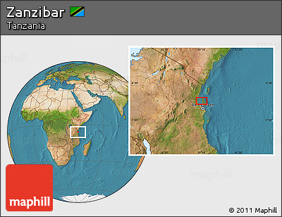 Satellite Location Map of Zanzibar