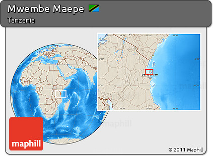Shaded Relief Location Map of Mwembe Maepe