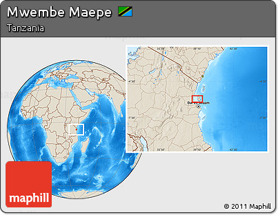 Shaded Relief Location Map of Mwembe Maepe