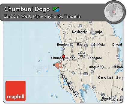 Shaded Relief Map of Chumbuni Dogo
