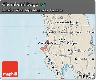 Shaded Relief Map of Chumbuni Dogo