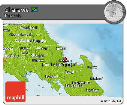 Physical Panoramic Map of Charawe