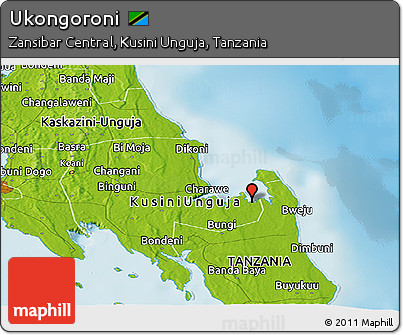 Physical Panoramic Map of Ukongoroni