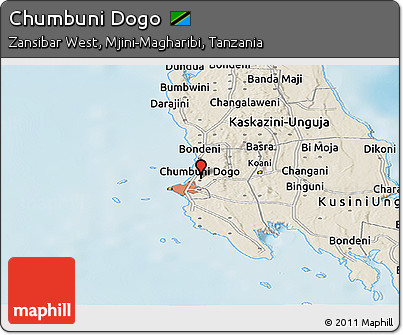Shaded Relief Panoramic Map of Chumbuni Dogo