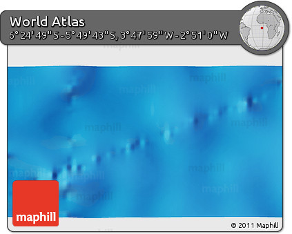Physical 3D Map of the Area around 6° 7' 16" S, 3° 19' 30" W