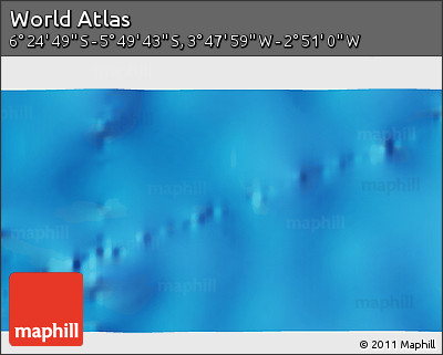 Physical 3D Map of the Area around 6° 7' 16" S, 3° 19' 30" W