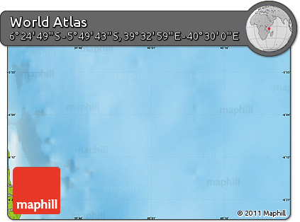 Physical Map of the Area around 6° 7' 16" S, 40° 1' 29" E