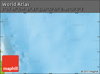 Physical Map of the Area around 6° 7' 16" S, 40° 1' 29" E