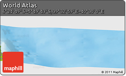 Physical Panoramic Map of the Area around 6° 7' 16" S, 40° 1' 29" E