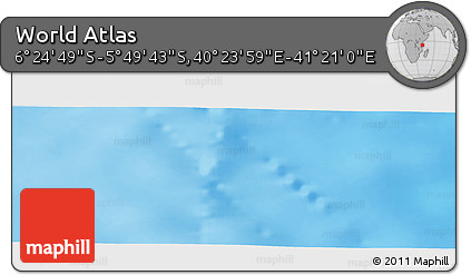 Shaded Relief Panoramic Map of the Area around 6° 7' 16" S, 40° 52' 30" E