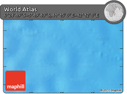 Shaded Relief Map of the Area around 6° 7' 16" S, 41° 43' 30" E