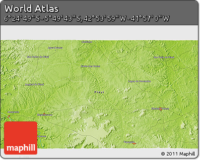 Physical 3D Map of the Area around 6° 7' 16" S, 42° 25' 29" W
