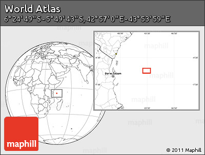 Blank Location Map of the Area around 6° 7' 16" S, 43° 25' 29" E