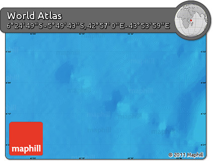 Physical Map of the Area around 6° 7' 16" S, 43° 25' 29" E
