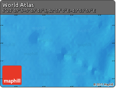 Physical Map of the Area around 6° 7' 16" S, 43° 25' 29" E
