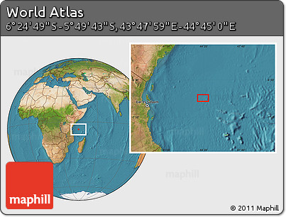 Satellite Location Map of the Area around 6° 7' 16" S, 44° 16' 29" E