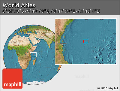 Satellite Location Map of the Area around 6° 7' 16" S, 44° 16' 29" E