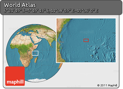 Satellite Location Map of the Area around 6° 7' 16" S, 45° 7' 30" E