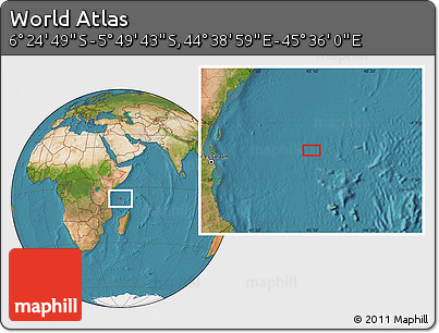 Satellite Location Map of the Area around 6° 7' 16" S, 45° 7' 30" E