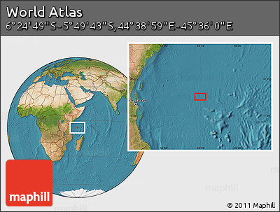 Satellite Location Map of the Area around 6° 7' 16" S, 45° 7' 30" E
