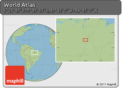 Savanna Style Location Map of the Area around 6° 7' 16" S, 49° 13' 30" W