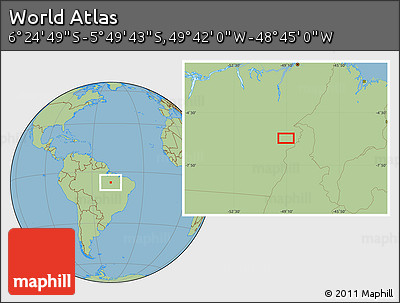 Savanna Style Location Map of the Area around 6° 7' 16" S, 49° 13' 30" W