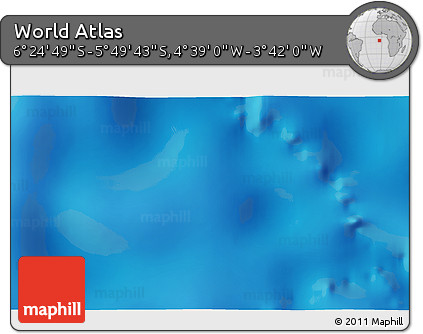 Shaded Relief 3D Map of the Area around 6° 7' 16" S, 4° 10' 30" W
