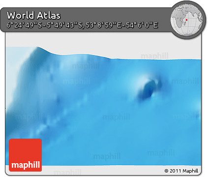 Physical 3D Map of the Area around 6° 7' 16" S, 53° 37' 30" E