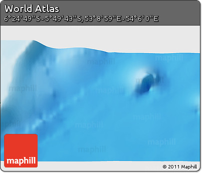 Physical 3D Map of the Area around 6° 7' 16" S, 53° 37' 30" E