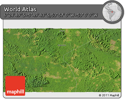 Satellite 3D Map of the Area around 6° 7' 16" S, 53° 28' 30" W
