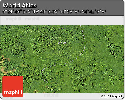 Satellite 3D Map of the Area around 6° 7' 16" S, 55° 10' 29" W