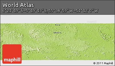 Physical Panoramic Map of the Area around 6° 7' 16" S, 55° 10' 29" W
