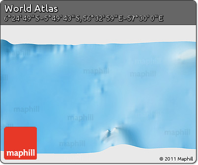 Physical 3D Map of the Area around 6° 7' 16" S, 57° 1' 29" E
