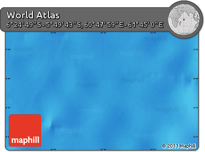 Shaded Relief Map of the Area around 6° 7' 16" S, 61° 16' 29" E