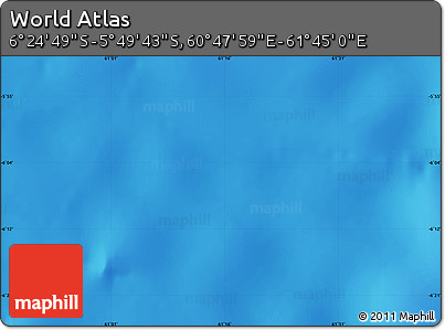 Shaded Relief Map of the Area around 6° 7' 16" S, 61° 16' 29" E