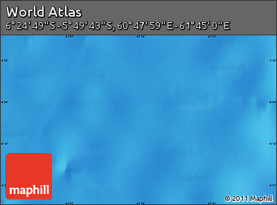 Shaded Relief Map of the Area around 6° 7' 16" S, 61° 16' 29" E