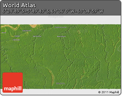Satellite 3D Map of the Area around 6° 7' 16" S, 61° 7' 30" W