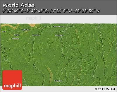 Satellite 3D Map of the Area around 6° 7' 16" S, 61° 7' 30" W