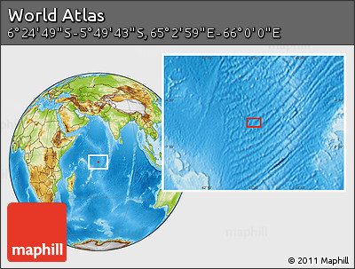 Physical Location Map of the Area around 6° 7' 16" S, 65° 31' 30" E